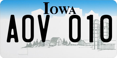 IA license plate AOV010