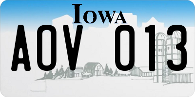 IA license plate AOV013
