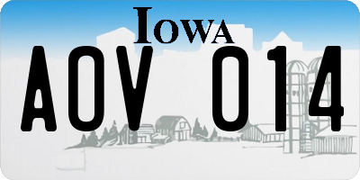 IA license plate AOV014