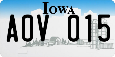 IA license plate AOV015