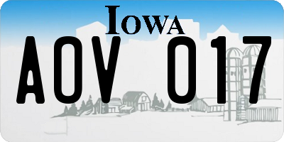IA license plate AOV017