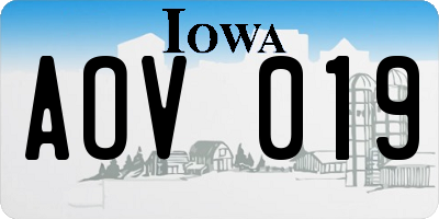 IA license plate AOV019