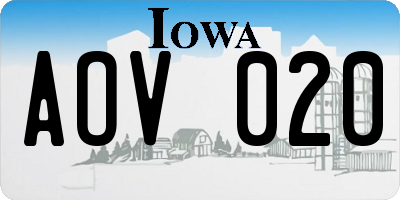 IA license plate AOV020