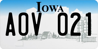 IA license plate AOV021