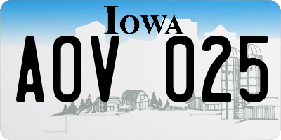 IA license plate AOV025