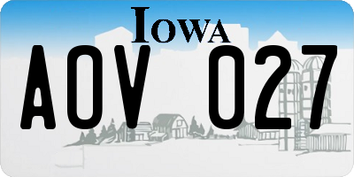 IA license plate AOV027
