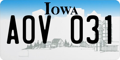 IA license plate AOV031