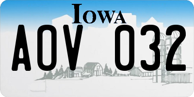IA license plate AOV032