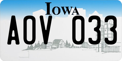 IA license plate AOV033