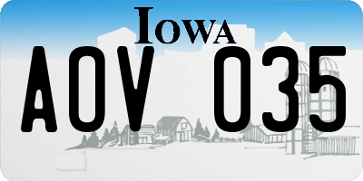 IA license plate AOV035