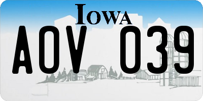 IA license plate AOV039