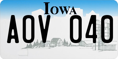 IA license plate AOV040