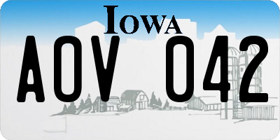 IA license plate AOV042