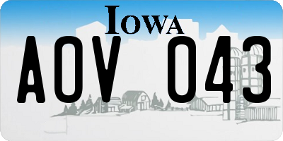 IA license plate AOV043