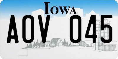 IA license plate AOV045