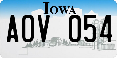 IA license plate AOV054