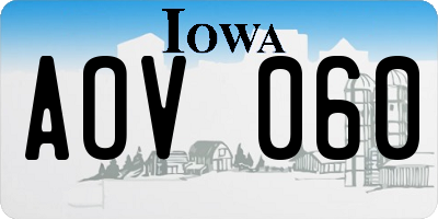 IA license plate AOV060