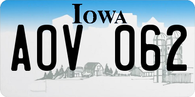 IA license plate AOV062