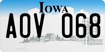 IA license plate AOV068