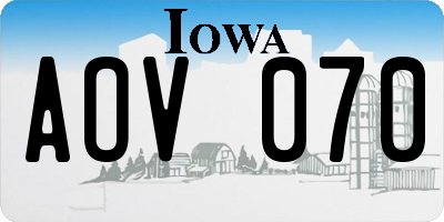 IA license plate AOV070