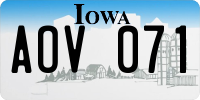 IA license plate AOV071