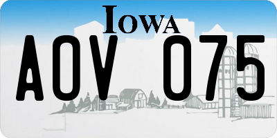 IA license plate AOV075