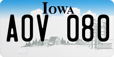 IA license plate AOV080