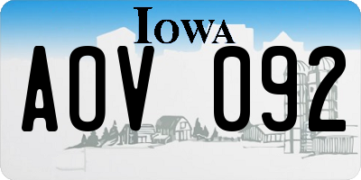 IA license plate AOV092