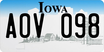 IA license plate AOV098