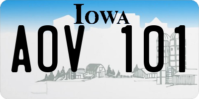 IA license plate AOV101