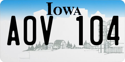 IA license plate AOV104