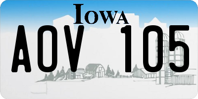 IA license plate AOV105