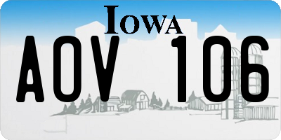 IA license plate AOV106