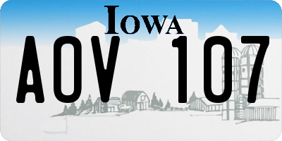 IA license plate AOV107