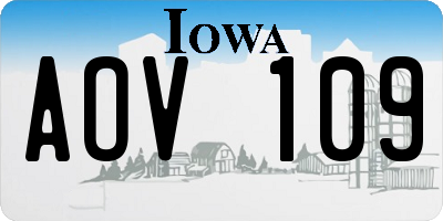 IA license plate AOV109