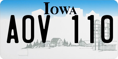 IA license plate AOV110