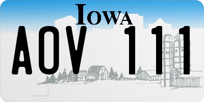 IA license plate AOV111