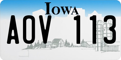 IA license plate AOV113
