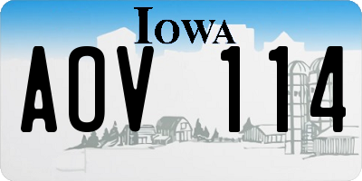 IA license plate AOV114