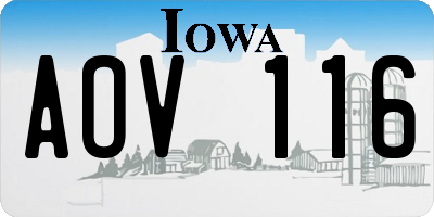 IA license plate AOV116