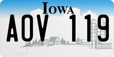 IA license plate AOV119