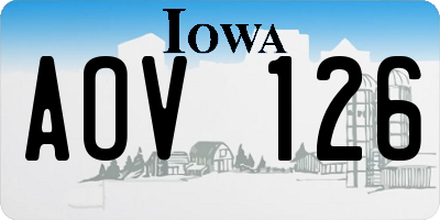 IA license plate AOV126