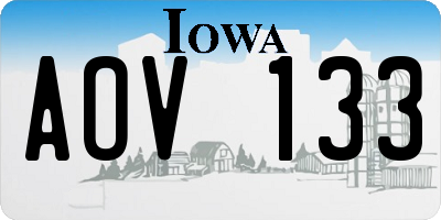 IA license plate AOV133