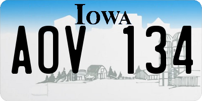 IA license plate AOV134