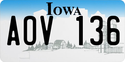 IA license plate AOV136