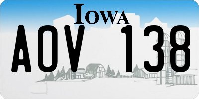 IA license plate AOV138