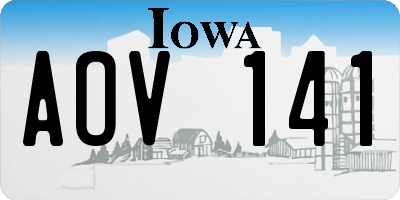 IA license plate AOV141