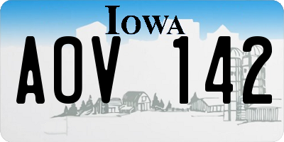 IA license plate AOV142