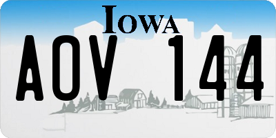 IA license plate AOV144