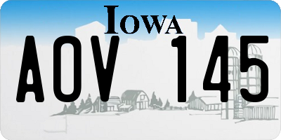 IA license plate AOV145